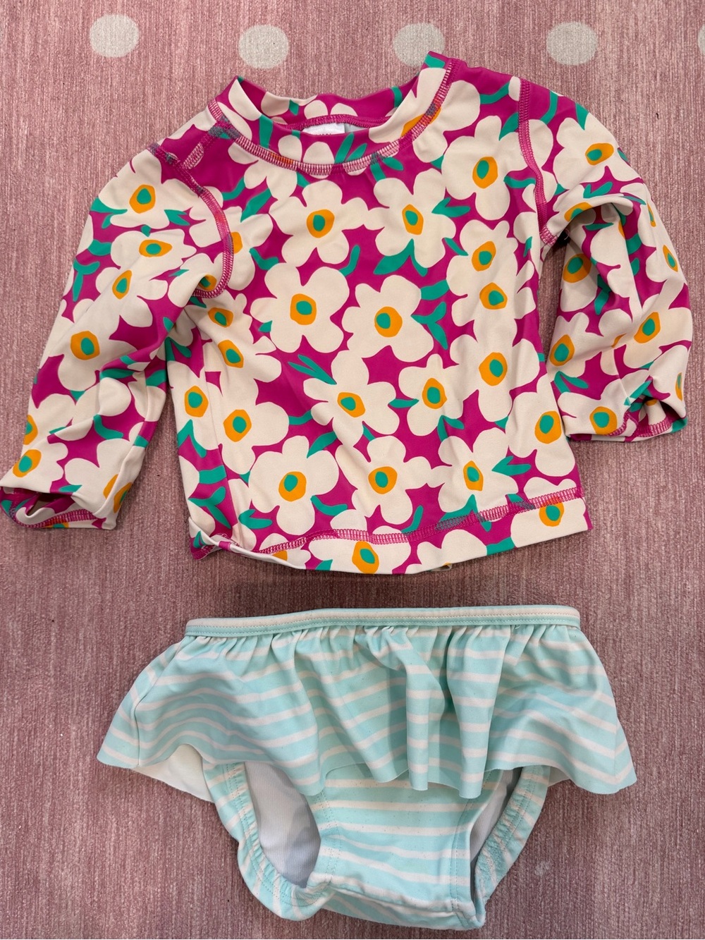 Hanna Andersson Baby Rashguard and Skirted Bikini Bottom | Size 18-24 months